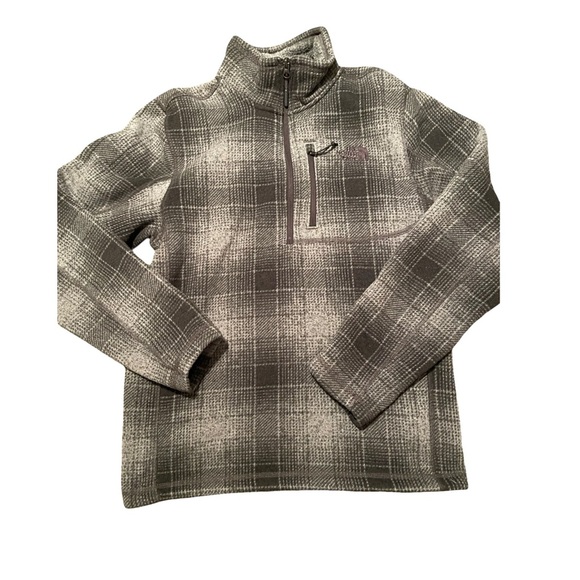 The North Face Men's Black and Gray Plaid Zip Up Sweater Size Small EUC - Picture 1 of 4
